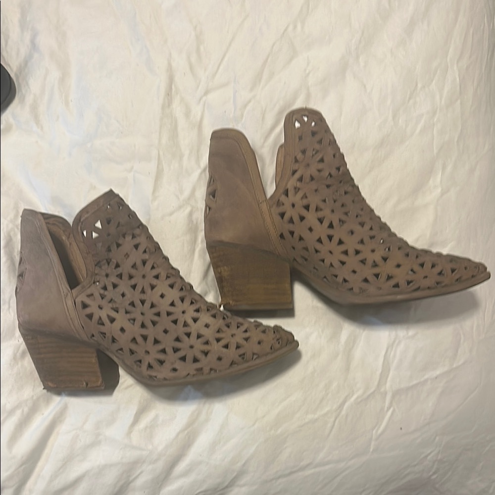 Women's Taupe Cutout Ankle Boots